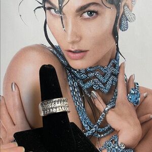 Silver zirconia wide band Ring